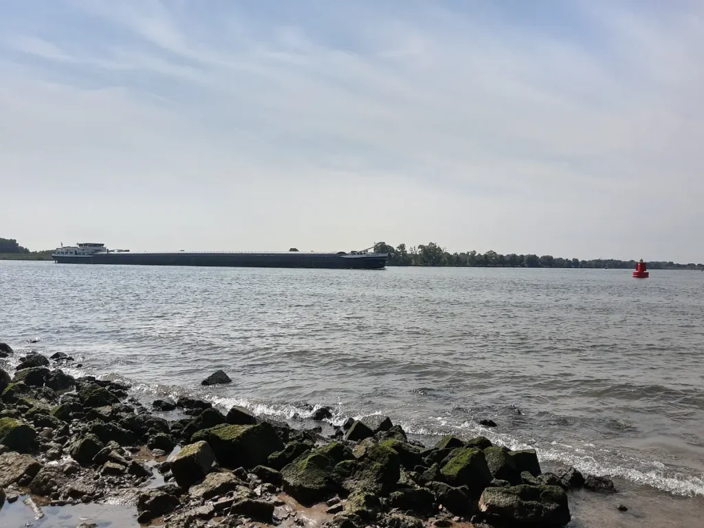 Klein Profijt: zicht over de Oude Maas vanaf het natuurgebied bij Oud-Beijerland